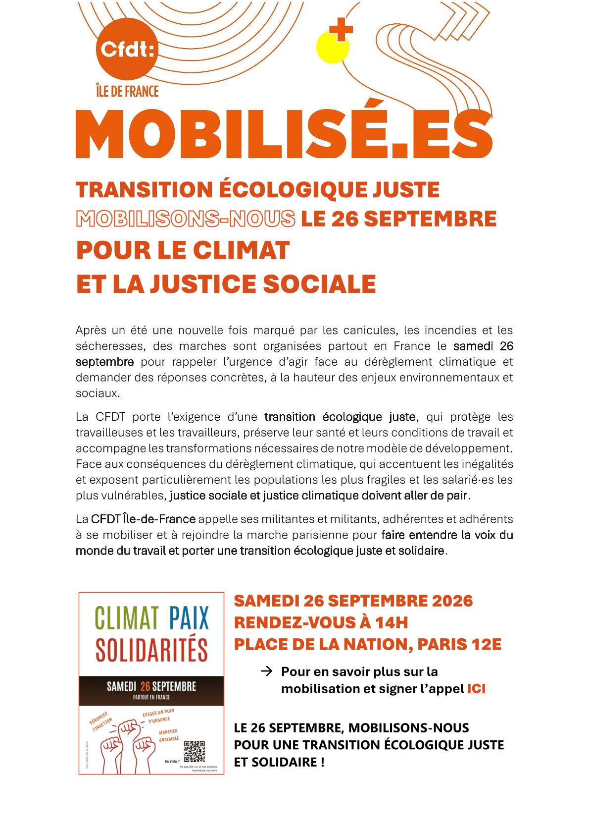 Marchons partout en France pour le climat, le vivant, la paix et la justice sociale.