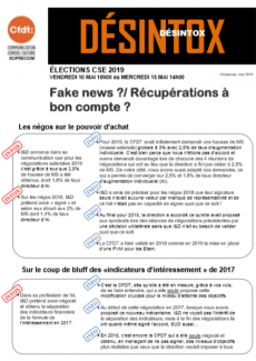 ÉLECTIONS CSE 2019  VENDREDI 10 MAI 10h00 au MERCREDI 15 MAI 14h00        Vincennes, mai 2019 DÉSINTOX DÉSINTOX Fake news ?/ Récupérations à bon compte ? 