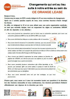 Changements qui ont eu lieu suite à notre entrée au sein du CE ORANGE LEASE
