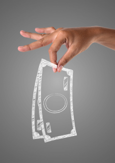 L'argent écrit à la craie blanche est à portée de main