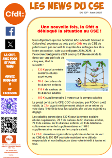 Les News du CSE – Août 2025 – ASC, projets déménagement…