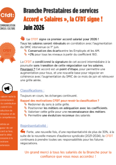 Branche Prestataires deservices Accord «Salaires», la CFDT sign