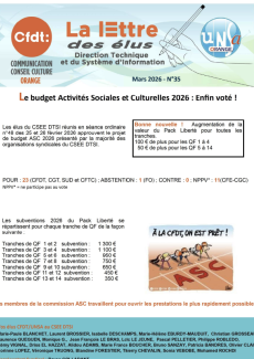 La lettre des élus cfdt : Budget ASC 2026 : Enfin voté !