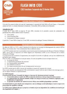 FLASH INFO du 25 février 2026