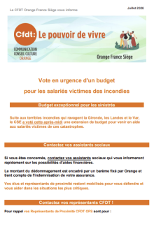 Vote en urgence d’un budget pour les salariés victimes des incendies 