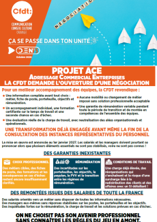 PROJET ACE ADRESSAGE COMMERCIAL ENTREPRISES LA CFDT DEMANDE L’OUVERTURE D’UNE NÉGOCIATION