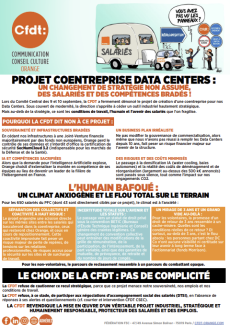 PROJET COENTREPRISE DATA CENTERS : UN CHANGEMENT DE STRATÉGIE NON ASSUMÉ, DES SALARIÉS ET DES COMPÉTENCES BRADÉS !