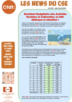 Les News du CSE d’août 2026
