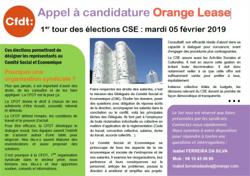 Appel à candidature Orange Lease