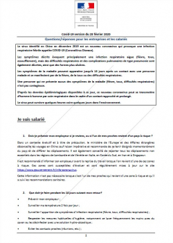 Covid-19 version du 28 février 2020 1 Questions/réponses pour les entreprises et les salariés