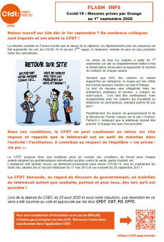 FLASH INFO Covid-19 : Mesures prises par Orange au 1er septembre 2020