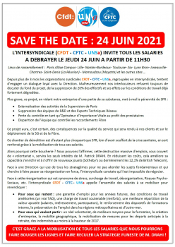 L’INTERSYNDICALE (CFDT - CFTC - UNSa) INVITE TOUS LES SALARIES A DEBRAYER LE JEUDI 24 JUIN A PARTIR DE 11H30