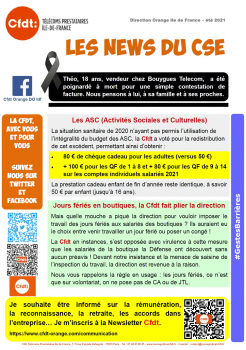Direction Orange Ile de France – été 2021 Les News du CSE