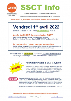 15ème rencontre SSCT le 1er avril