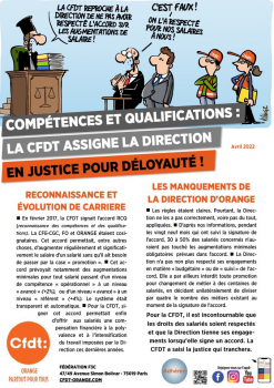 [ORANGE] Compétences et qualifications : La CFDT assigne la direction en justice pour déloyauté !