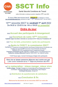 15ème rencontre SSCT le vendredi 1er avril 2022