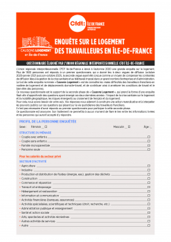 Le questionnaire forme sous forme papier 