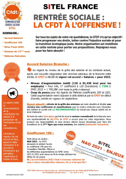 RENTRÉE SOCIALE : LA CFDT À L'OFFENSIVE !