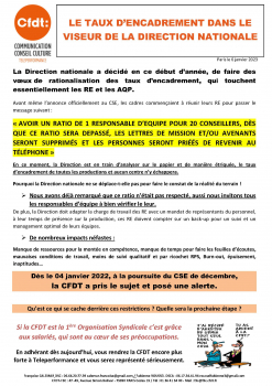 LE TAUX D’ENCADREMENT DANS LE VISEUR DE LA DIRECTION NATIONALE