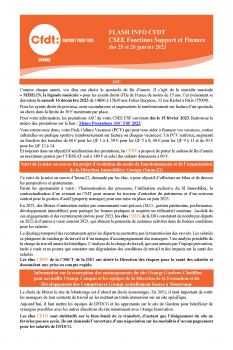 FLASH INFO CFDT CSEE Fonctions Support et Finance des 25 et 26 janvier 2023