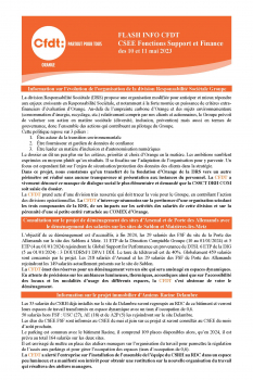 FLASH INFO CFDT CSEE Fonctions Support et Finance des 10 et 11 mai 2023