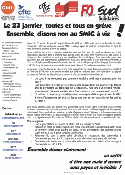 Le 23 janvier, toutes et tous en grève Ensemble, disons non au SMIC à vie !