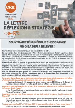 LA LETTRE RÉFLEXION & STRATÉGIE – SOUVERAINETÉ NUMÉRIQUE CHEZ ORANGE