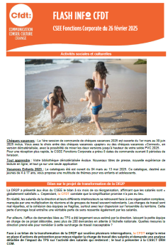 FLASH INFO CFDT CSEE Fonctions Corporate du 26 Février 2025
