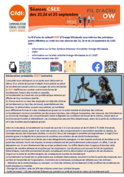 SEANCE CSEE des 23,24 et 25 Septembre - FIL D'ACTU OW