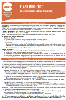 FLASH INFO du 9 juillet 2025