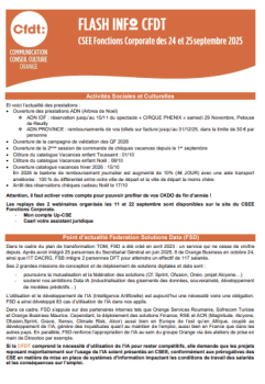 FLASH INFO du 24 et 25 septembre 2025