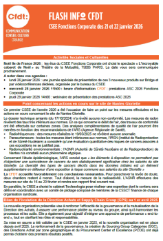 Flash info CSEE Fonction Corporate des 21 et 22 janvier 2026