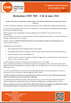 Déclaration CFDT TDF – CSE de mars 2026