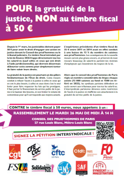 POUR la gratuité de la justice, NONNON au timbre fiscal à 50 €à 50 €