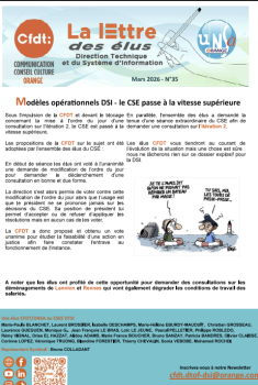 La lettre des élus cfdt : Modèles opérationnels DSI – le CSE passe à la vitesse supérieure