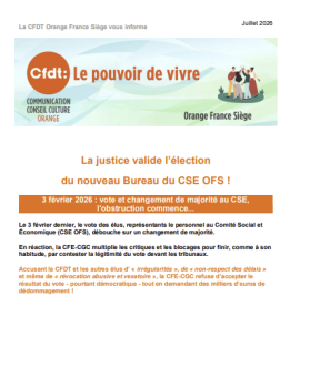 La justice valide l’élection du nouveau Bureau du CSE OFS !