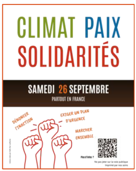 Marchons partout en France pour le climat, le vivant, la paix et la justice sociale.