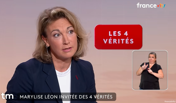 [REPLAY FRANCE 2 - LES 4 VERITES] MARYLISE LEON : "Ses propos sont très graves" : Marylise Léon (CFDT) répond à l’attaque de Patrick Martin (Medef)