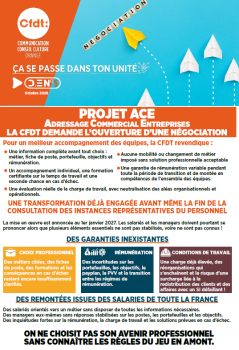 PROJET ACE ADRESSAGE COMMERCIAL ENTREPRISES LA CFDT DEMANDE L’OUVERTURE D’UNE NÉGOCIATION