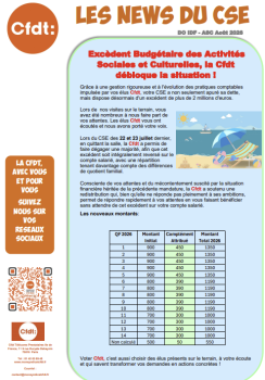 Les News du CSE d’août 2026