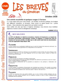 Les bréves du syndicat octobre 2018
