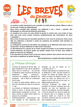 Brèves du syndicat juillet 2020