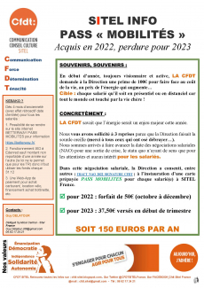SITEL INFO PASS « MOBILITÉS » Acquis en 2022, perdure pour 2023