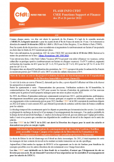 FLASH INFO CFDT CSEE Fonctions Support et Finance des 25 et 26 janvier 2023