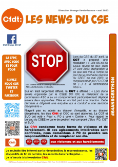 Les News du CSE - Direction Orange Ile-de-France – Mai 2023