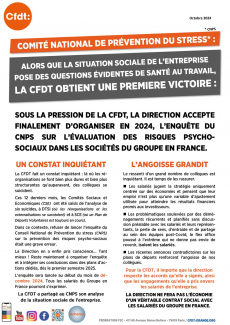 CNPS : ALORS QUE LA SITUATION SOCIALE DE L'ENTREPRISE POSE DES QUESTIONS EVIDENTES DE SANTE AU TRAVAIL, LA CFDT OBTIENT UNE PREMIERE VICTOIRE.