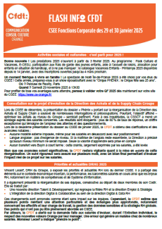 FLASH INFO CFDT CSEE Fonctions Corporate des 29 et 30 janvier 2025