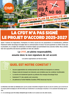 NÉGOCIATION PLAN DE MOBILITÉ #3 DÉSACCORD POUR UNE IMMOBILITÉ DURABLE !