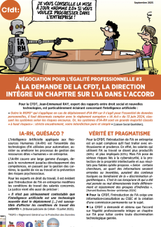 NÉGOCIATION POUR L’ÉGALITÉ PROFESSIONNELLE #3 À LA DEMANDE DE LA CFDT, LA DIRECTION INTÉGRE UN CHAPITRE SUR L’IA DANS L’ACCORD