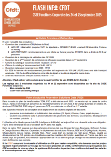 FLASH INFO du 24 et 25 septembre 2025